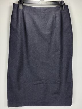 Valerie Stevens Vintage Y2K Wool Blend Stretch Midi Skirt Women 12P Petite Gray